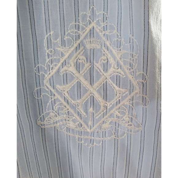 LL COOL J Mens Large Blue White Embroidered Button Down Long Sleeve Shirt - Picture 3 of 3